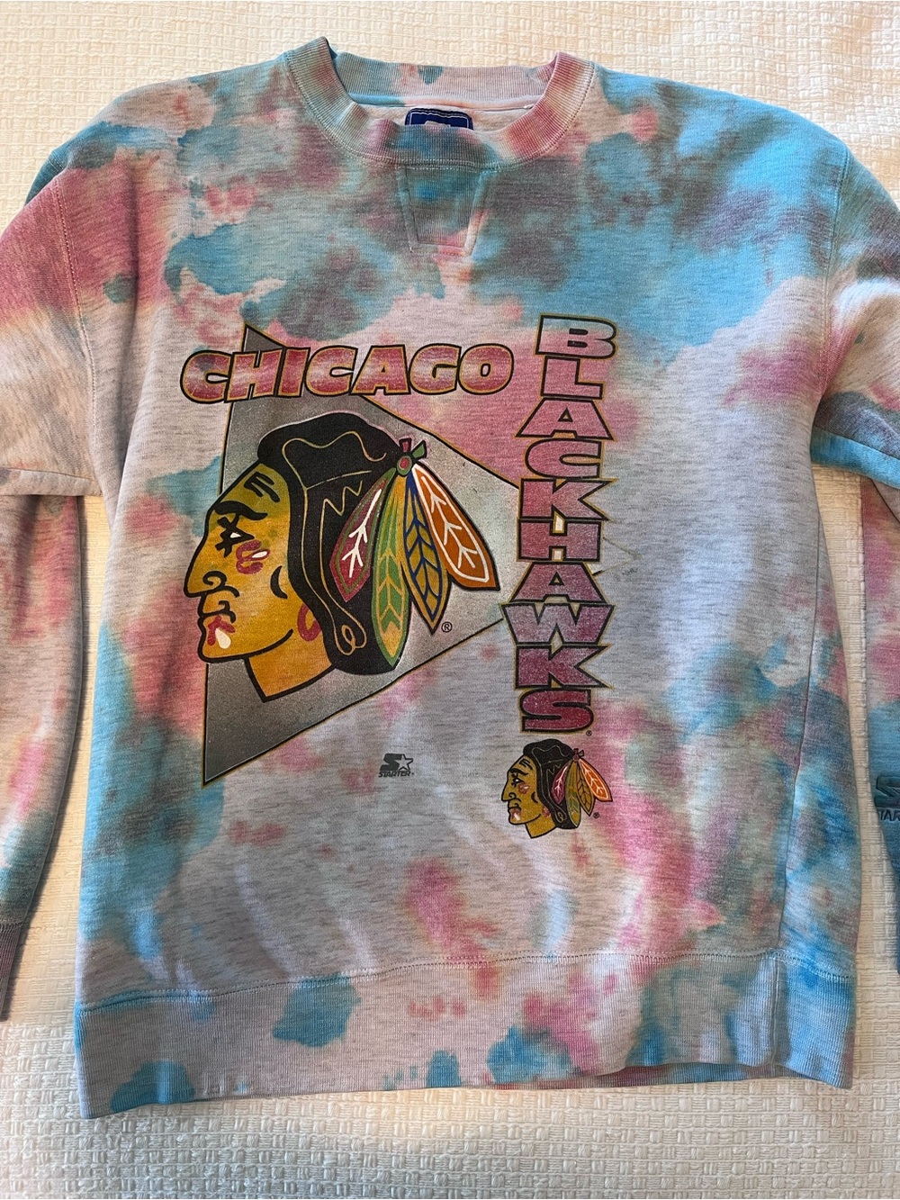 Vintage Chicago Blackhawks Tie-Dye Crewneck Sweatshirt